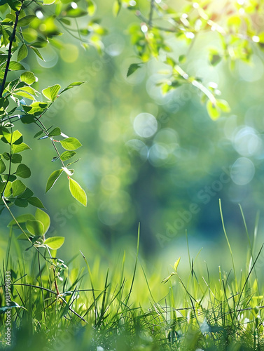 a background of green trees and grass