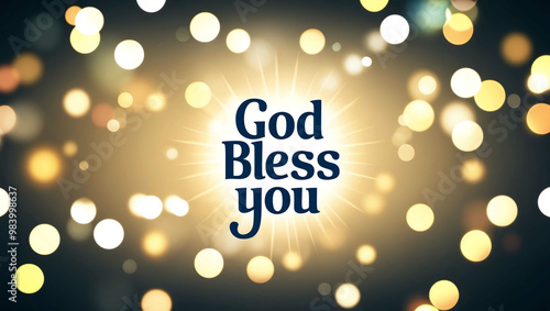 God bless you lettering on blurred lights bokeh background