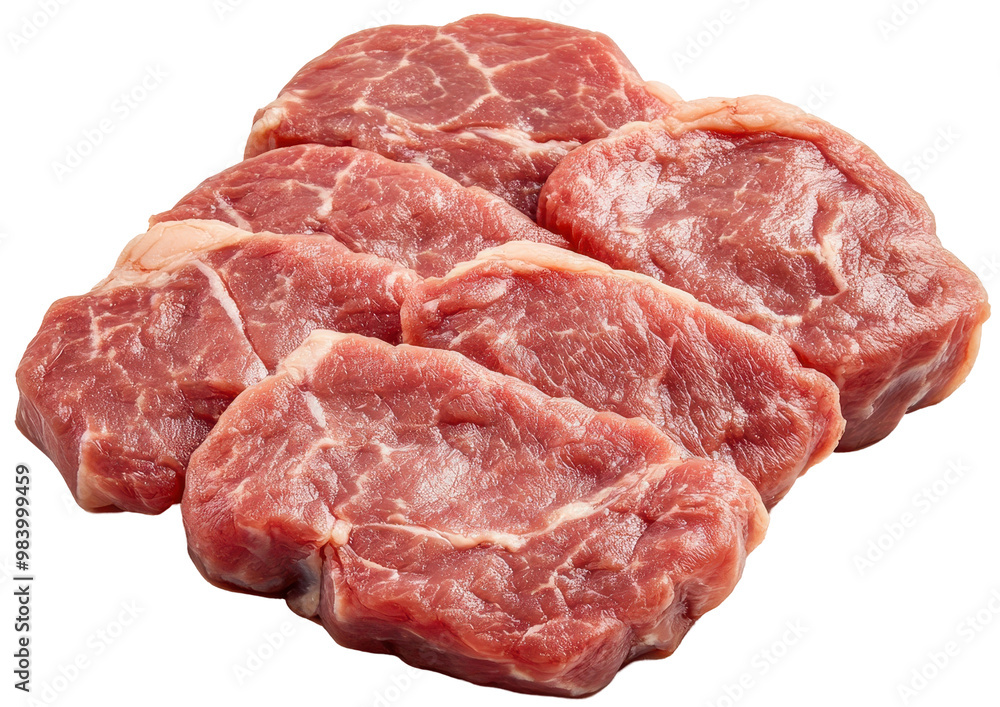 Marbled veal steaks, raw and fresh, isolated on transparent background. Marbled veal steaks, raw and fresh, isolated on transparent background.
