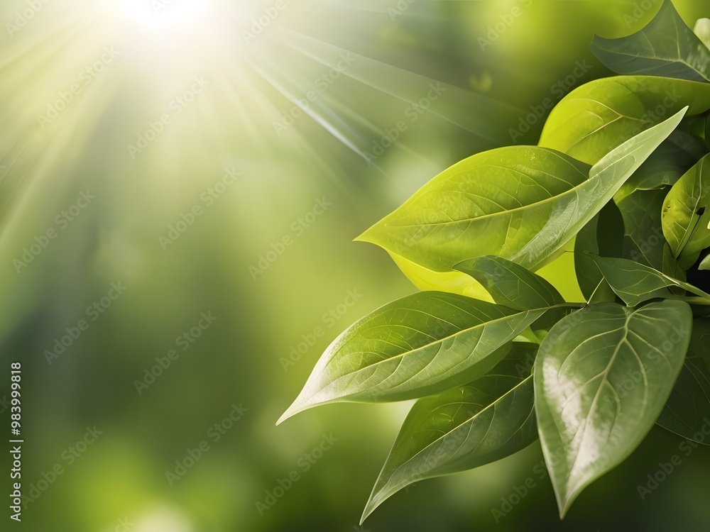 A fresh and calming background featuring vibrant green leaves with soft sunlight filtering through, creating a bright and natural atmosphere, ideal for eco-friendly or wellness-themed banners A fresh and calming background featuring vibrant green leaves with soft sunlight filtering through, creating a bright and natural atmosphere, ideal for eco-friendly or wellness-themed banners