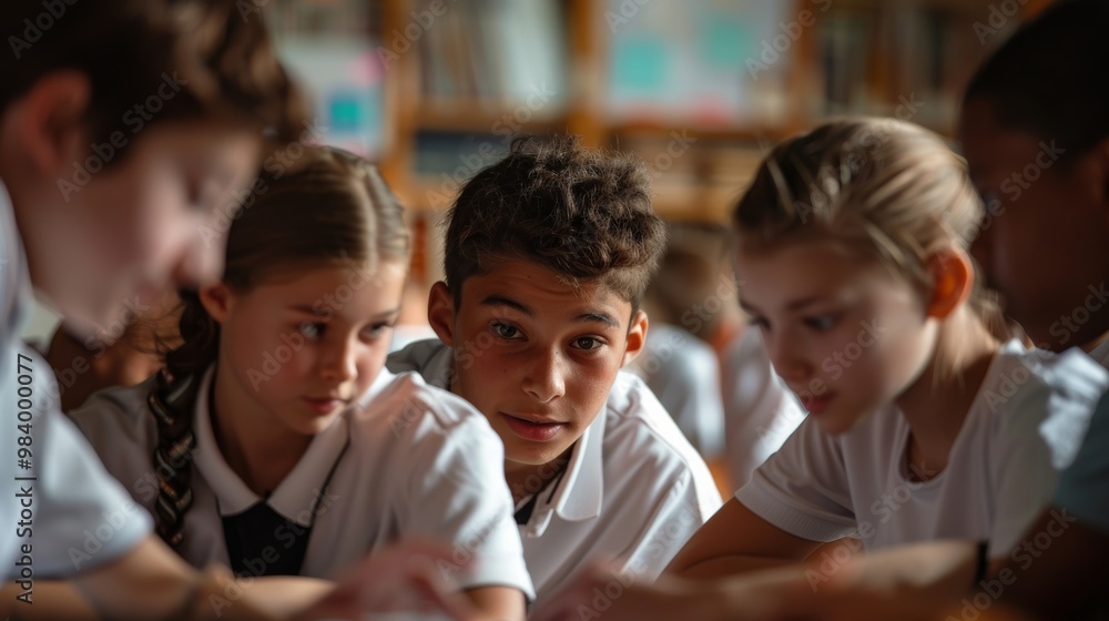 Curious students engage in a discussion during a classroom activity. Learning together builds teamwork and friendship among schoolmates. Curious students engage in a discussion during a classroom activity. Learning together builds teamwork and friendship among schoolmates.