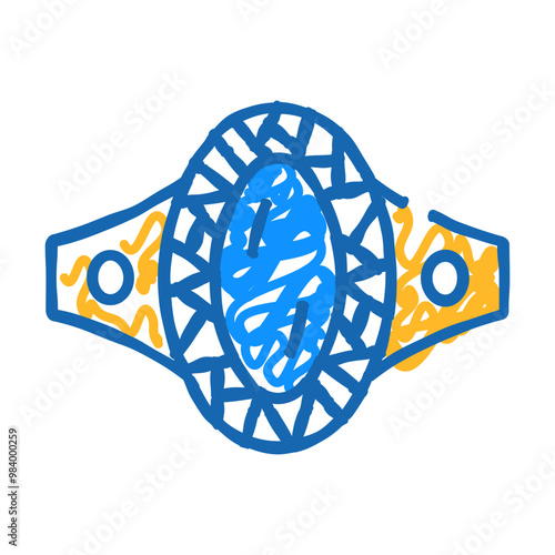 ring with magic diamond doodle icon sketch vector. ring with magic diamond sign. isolated symbol illustration