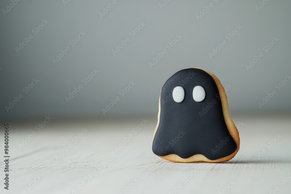 Fototapeta premium A cute black ghost-shaped cookie
