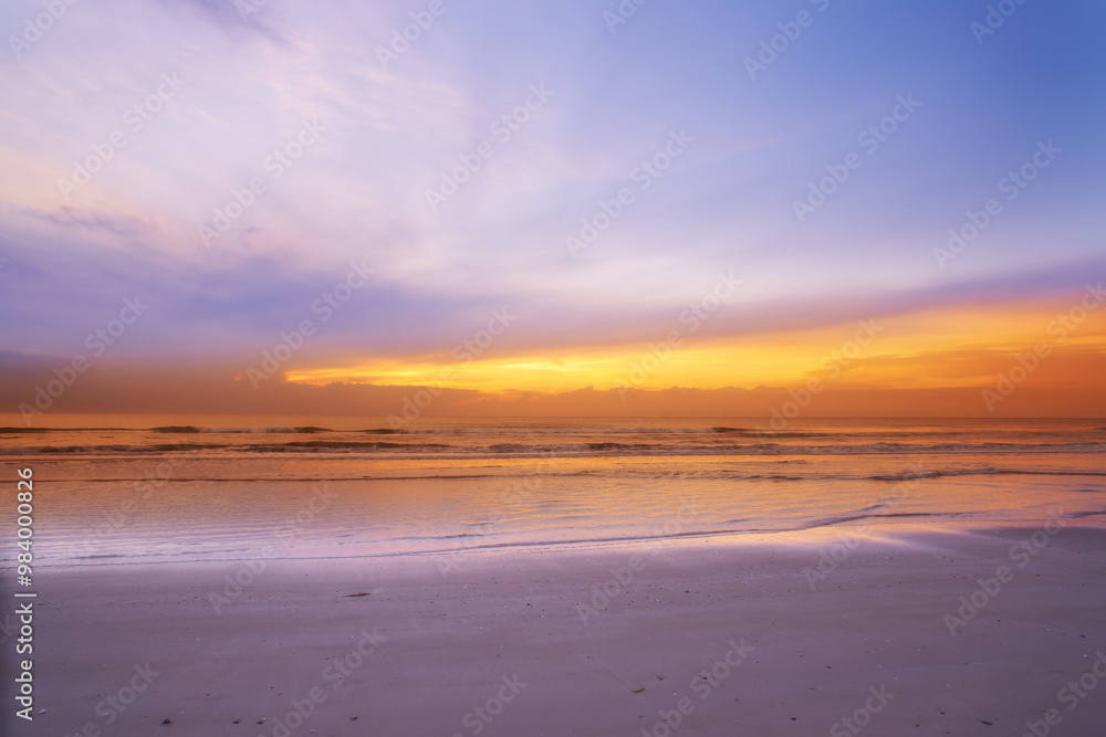 Ocean, horizon and landscape with sunset, clouds or sky for vacation trip and environment to relax. Brazil, paradise and view of island, sea and beach in Rio de Janeiro with destination for travel Ocean, horizon and landscape with sunset, clouds or sky for vacation trip and environment to relax. Brazil, paradise and view of island, sea and beach in Rio de Janeiro with destination for travel