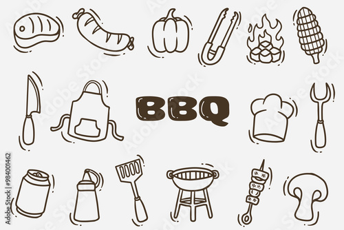 set doodles barbeque good for background, wallpaper, icons, element design, etc