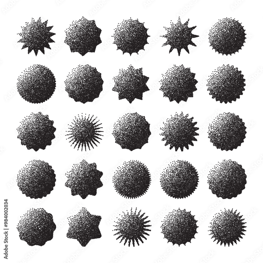Brutalist geometric shapes, dotted objects. Stipple elements modern symbols. Simple primitive forms. Retro design, trendy contemporary minimalist style, y2k. Dot shading, drawing. Vector illustration Brutalist geometric shapes, dotted objects. Stipple elements modern symbols. Simple primitive forms. Retro design, trendy contemporary minimalist style, y2k. Dot shading, drawing. Vector illustration
