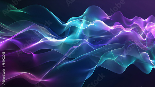 Abstract Gradient Waves in Vibrant Colors, Violet, blue and green color