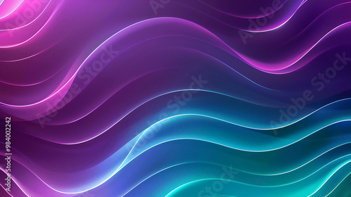 Abstract Gradient Waves in Vibrant Colors, Violet, blue and green color