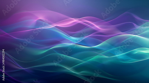 Abstract Gradient Waves in Vibrant Colors, Violet, blue and green color