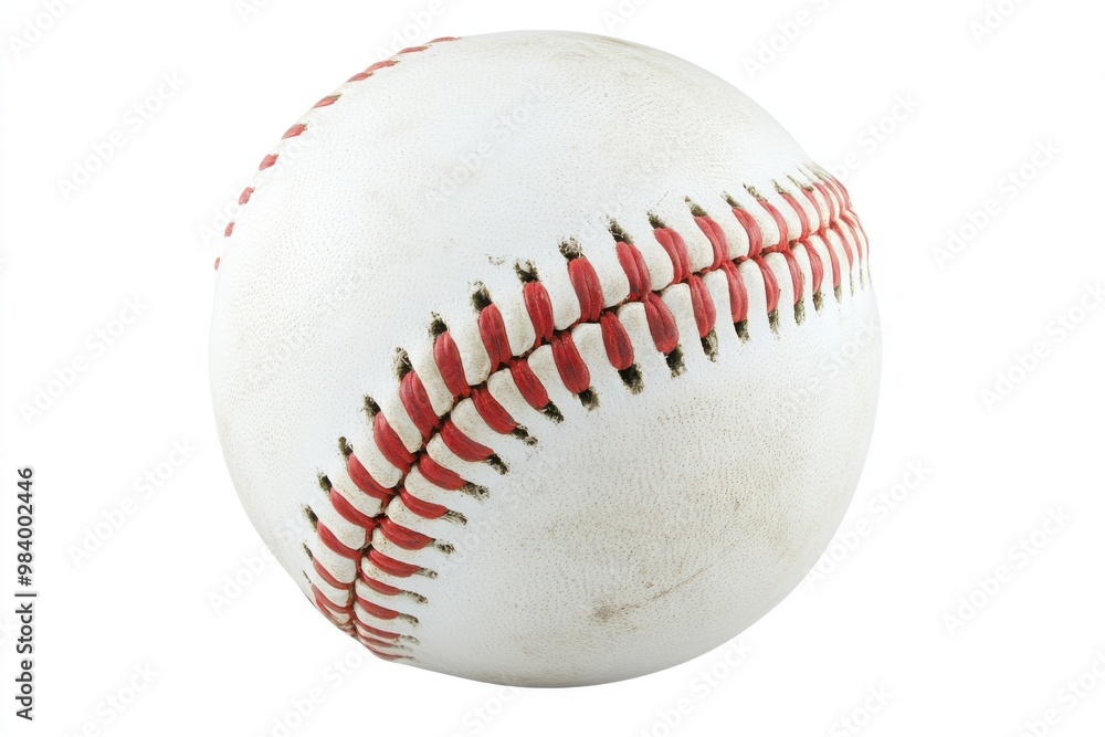 A classic white baseball with red stitching, isolated on a white background. A classic white baseball with red stitching, isolated on a white background.