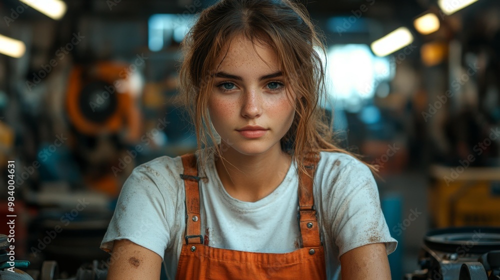 Portrait of a Young Female Mechanic Generative AI Portrait of a Young Female Mechanic Generative AI
