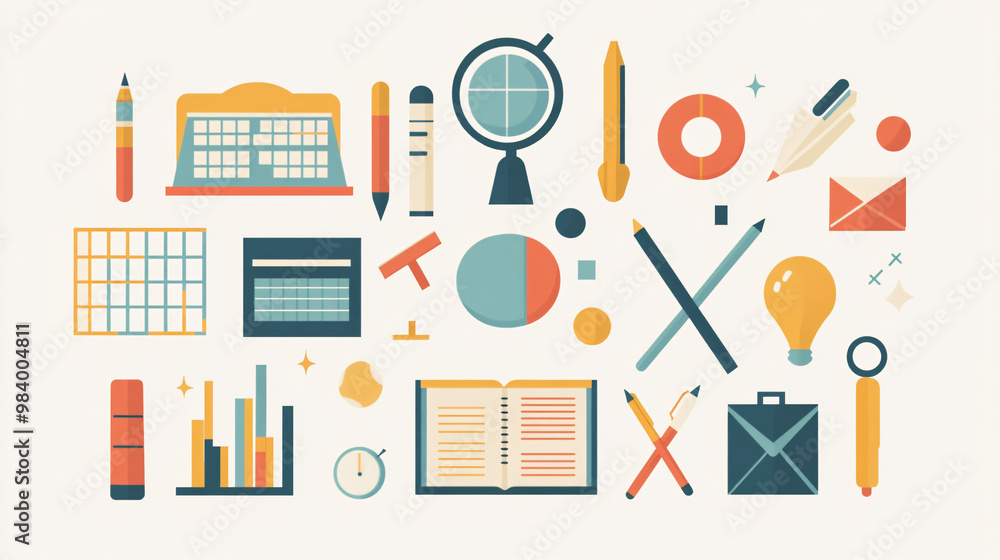 A visual of classic education symbols with a clean and professional design. A visual of classic education symbols with a clean and professional design.