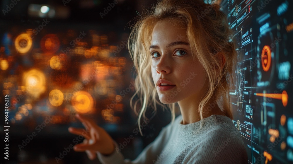 Portrait of a Woman in a Futuristic Setting Generative AI Portrait of a Woman in a Futuristic Setting Generative AI