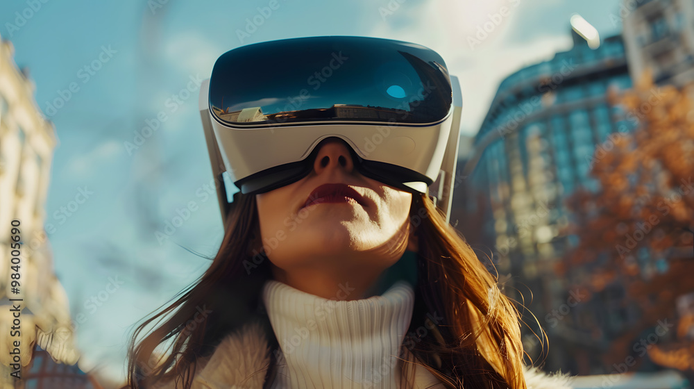 A woman wearing virtual glasses will wipe while controlling a program. AI Generated A woman wearing virtual glasses will wipe while controlling a program. AI Generated