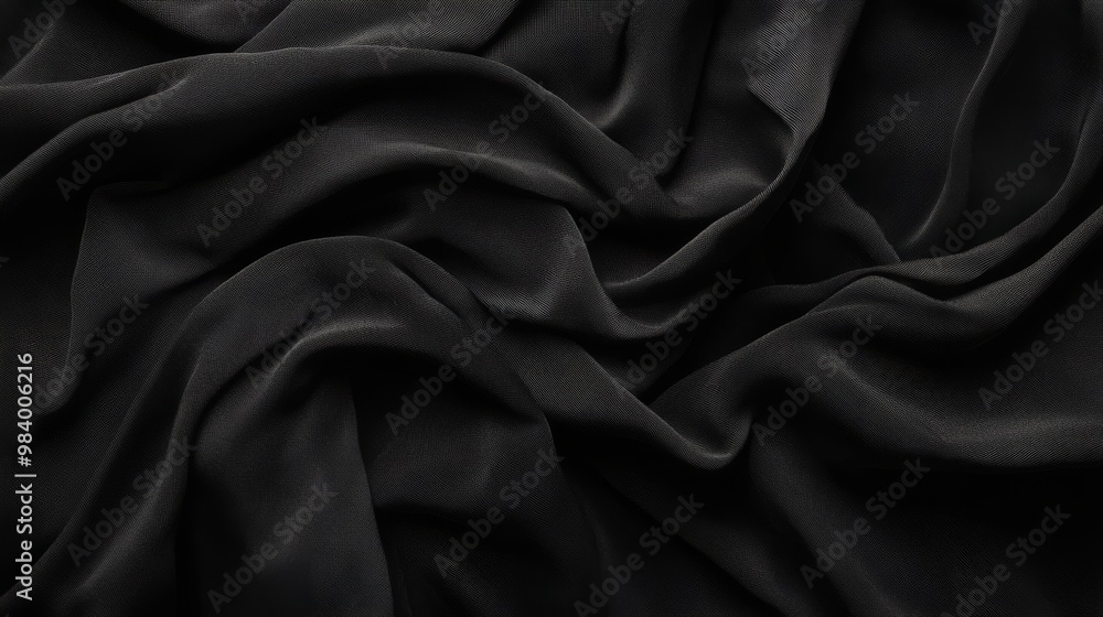 Obraz premium Black fabric texture with soft, detailed folds, minimalistic approach