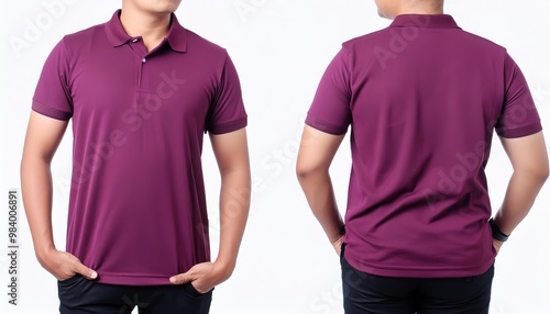 Purple Polo - Shirt Mockup for Product Design - T-shirt Template for Logo Placement and Branding - Template for Company Shirt and Work Clothing - Presentation Background for Corporate Identity  photo