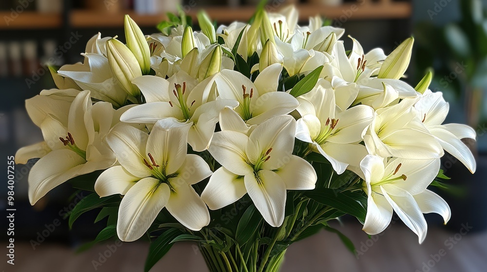 Fototapeta premium Elegant White Lilies Bouquet
