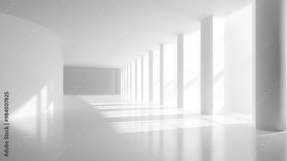 Obraz premium Bright empty white space with smooth lighting,
