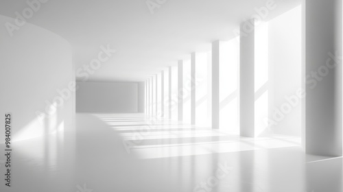 Bright empty white space with smooth lighting,