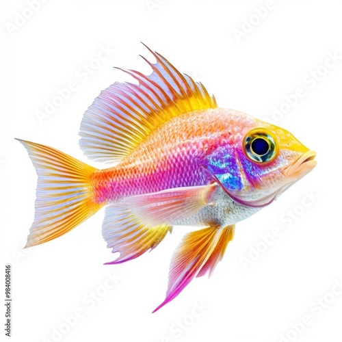 Bright sea fish, isolate on white, clear texture on fins