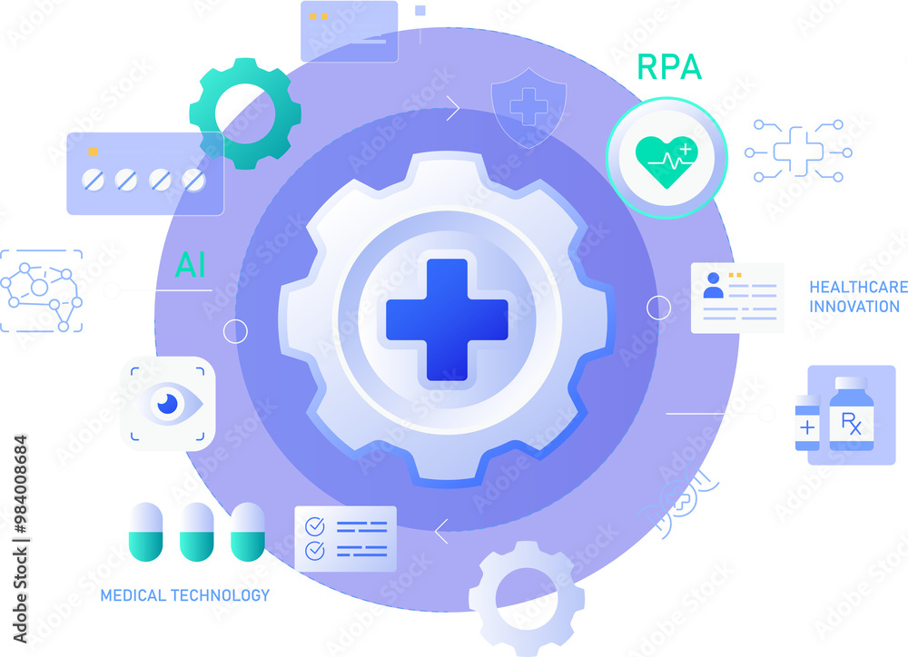 Robotic Process Automation in Healthcare Clipart Transparent background illustration Robotic Process Automation in Healthcare Clipart Transparent background illustration