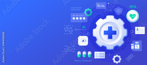 Robotic Process Automation in Healthcare banner illustration