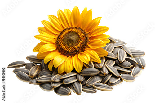 Sunflower seeds close-up isolated on transparent background