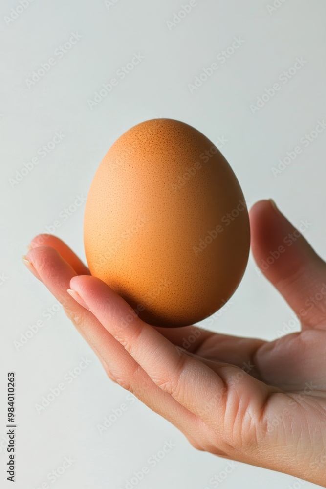 Chicken egg in hand held on white background, Chicken egg in hand held on white background,