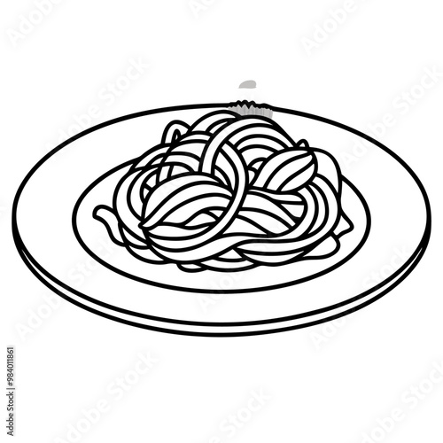 spaghetti outline coloring book page line art drawing