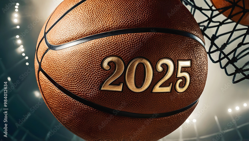 happy new 2025 year basketball themed, basket ball background, sport concept, festive template, numbers