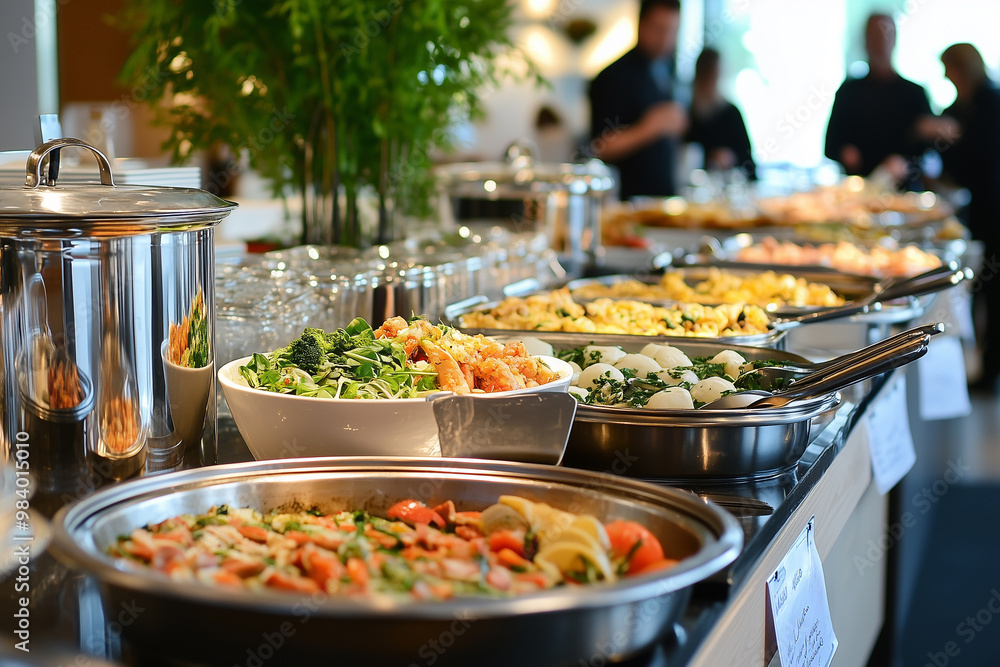 Obraz premium Catering table set service at restaurant