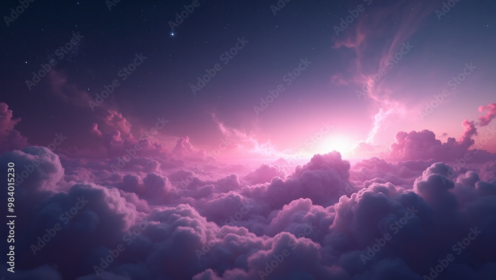 Tranquil space scene with pink nebula and scattered stars Tranquil space scene with pink nebula and scattered stars
