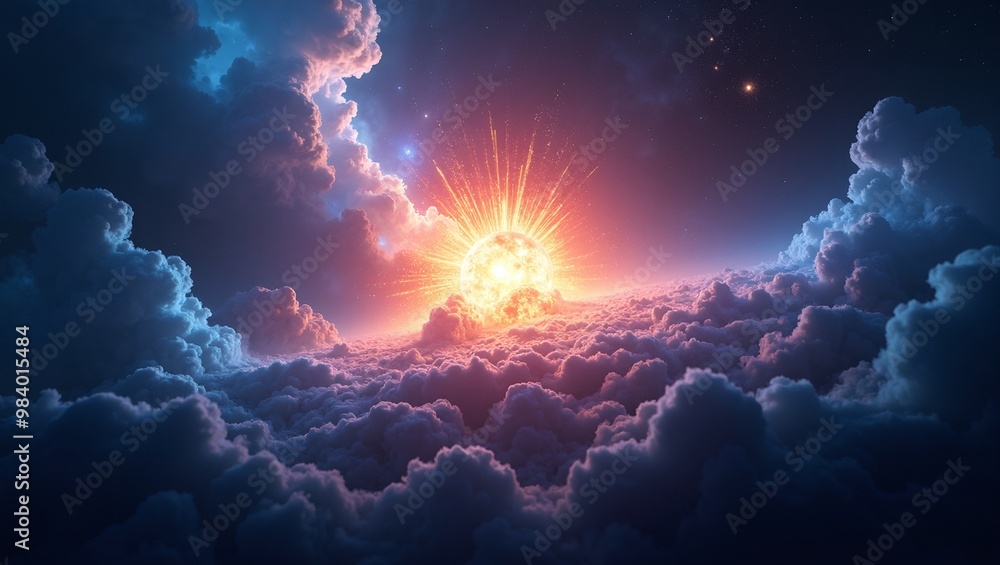 Radiant supernova explosion in vibrant nebula clouds Radiant supernova explosion in vibrant nebula clouds