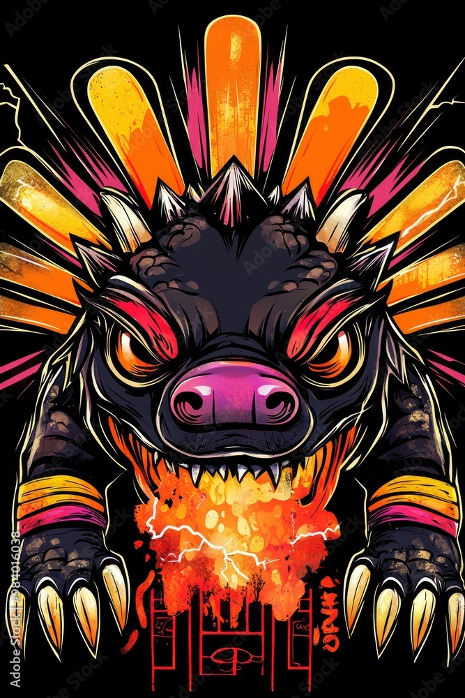 Fototapeta premium Fiery Monster Illustration