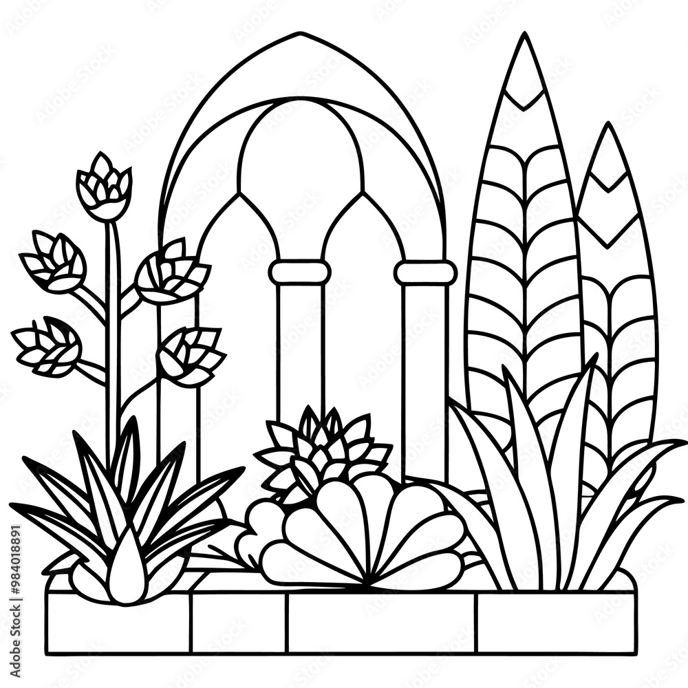 strange garden outline coloring book page line art drawing strange garden outline coloring book page line art drawing