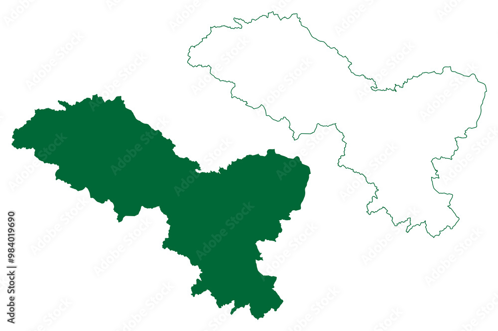 Leh district (Ladakh union territory, Republic of India) map vector illustration, scribble sketch Leh map Leh district (Ladakh union territory, Republic of India) map vector illustration, scribble sketch Leh map