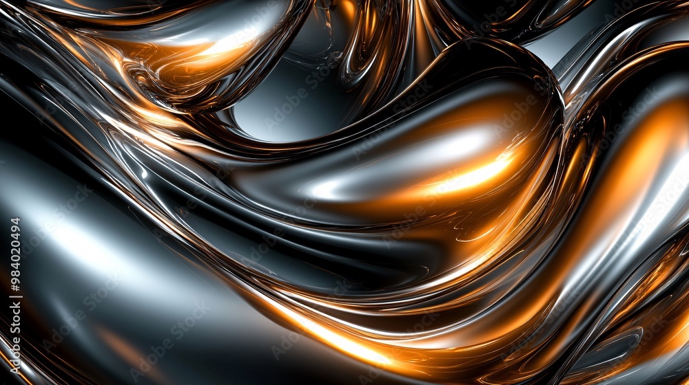 Abstract Metallic Liquid Swirls with Gold and Silver Color Abstract Metallic Liquid Swirls with Gold and Silver Color