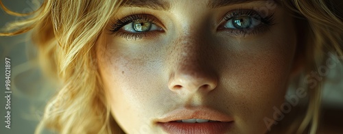 Close-Up Portrait of a Woman with Beautiful Eyes photo