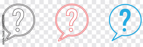 Comment question line icon set. faq line icon. question and answer pictogram. inquire bubble. ask or request sign. frequently asked questions icon for Ui designs.