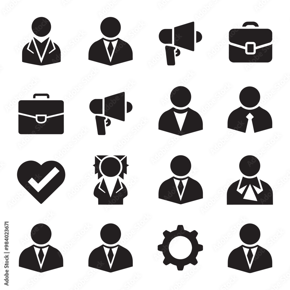 Set of Business Professionals in Various Work Scenarios. Vector Illustrations of Office Characters and Employee Icons Set of Business Professionals in Various Work Scenarios. Vector Illustrations of Office Characters and Employee Icons