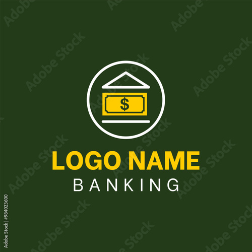 Green and Yellow Modern Banking Finance Logo