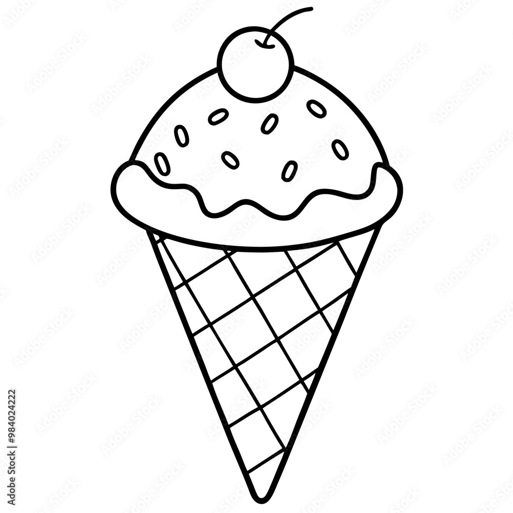 summer dessert waffle cone outline coloring book page line art drawing summer dessert waffle cone outline coloring book page line art drawing