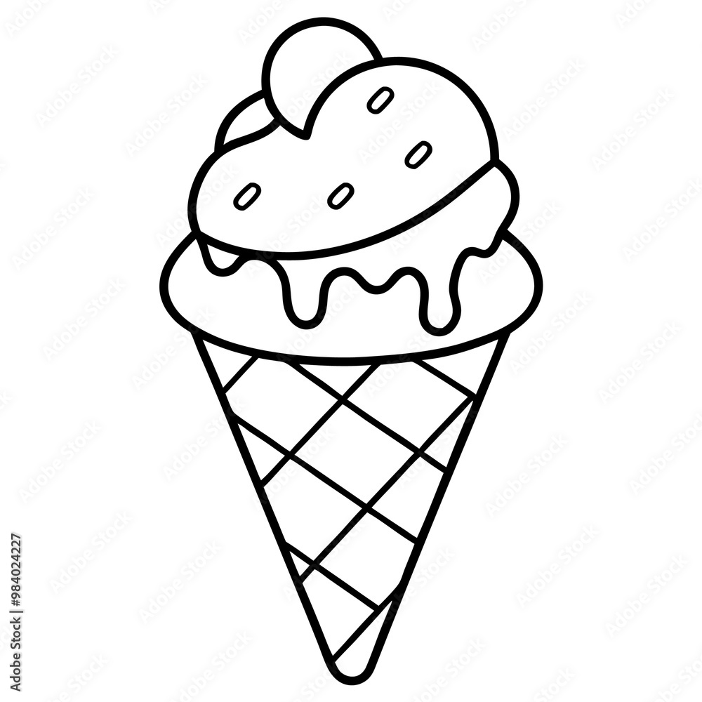 summer dessert waffle cone outline coloring book page line art drawing summer dessert waffle cone outline coloring book page line art drawing