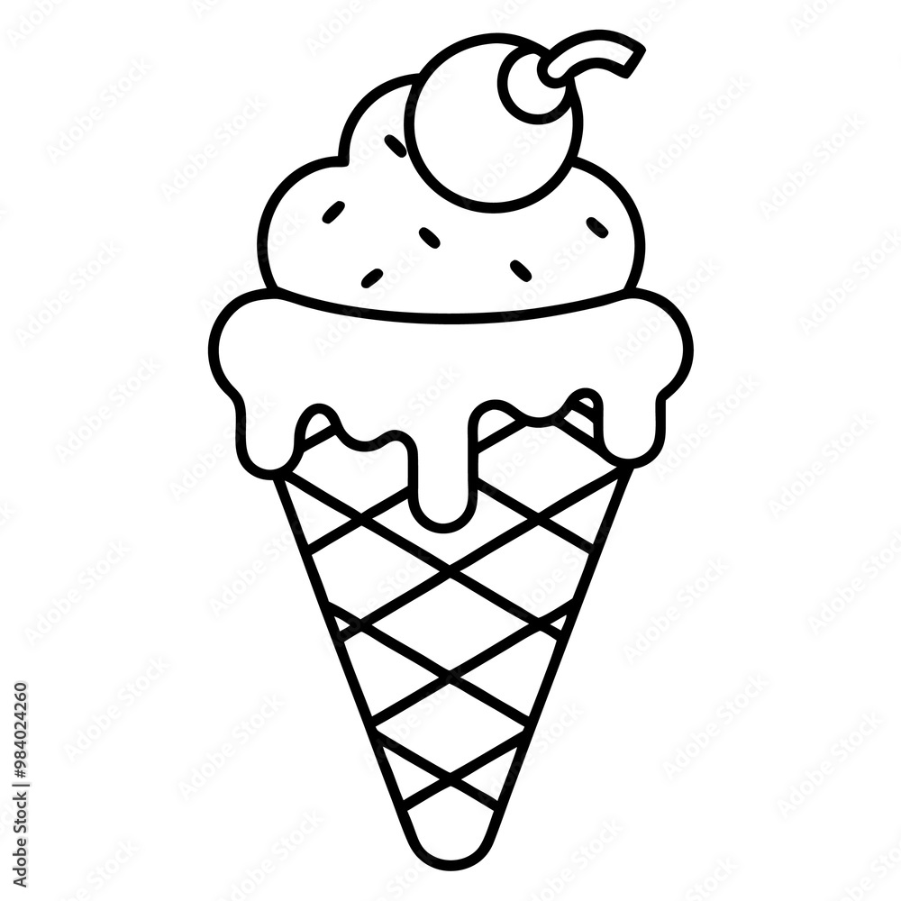 summer dessert waffle cone outline coloring book page line art drawing summer dessert waffle cone outline coloring book page line art drawing
