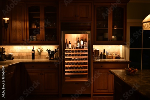 Wallpaper Mural cozy kitchen with wine fridge Torontodigital.ca