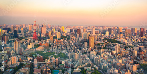 Canvas Print panoramic, tourist attractions in the city park of Tokyo, Asia business concept image, panoramic modern cityscape building in Japan