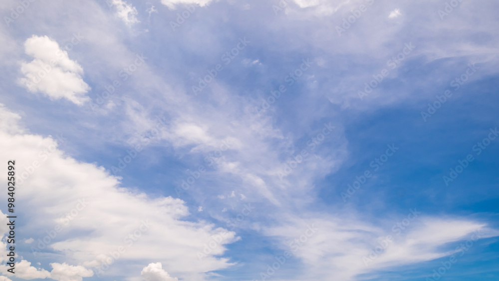clear blue sky background,clouds with background, Blue sky background with tiny clouds. White fluffy clouds in the blue sky. 