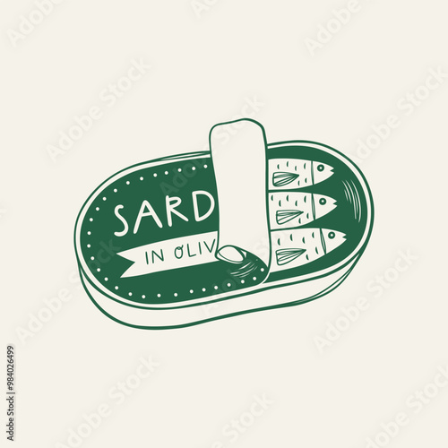 Hand drawn Can of Sardines. 