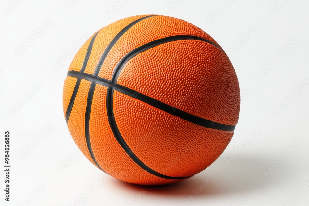 Generate an image of a standard orange basketball, with black lines running along Generate an image of a standard orange basketball, with black lines running along