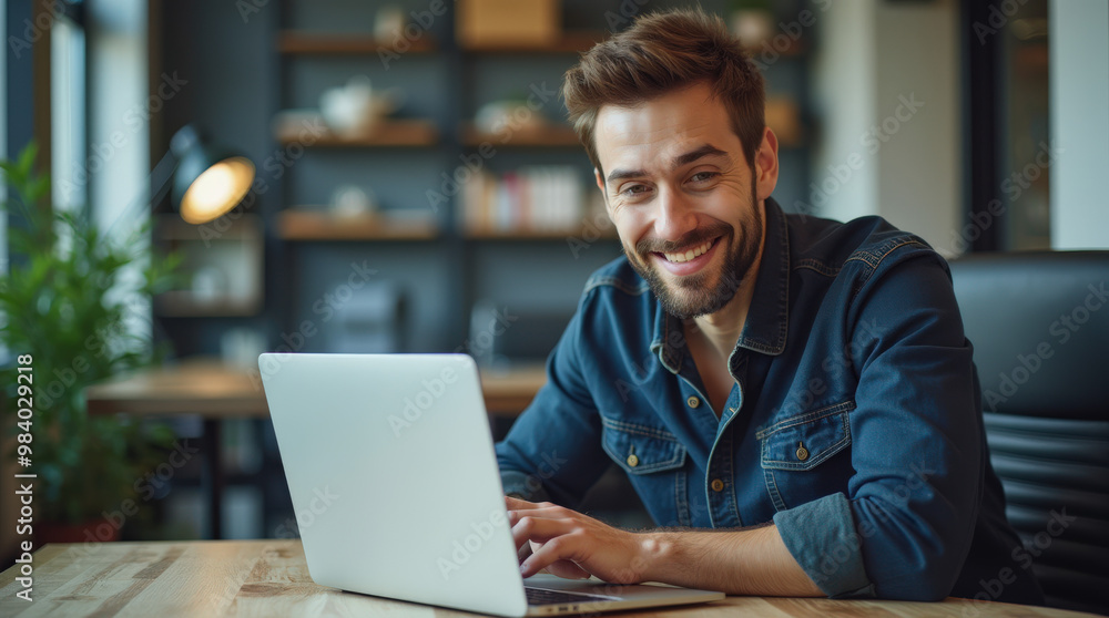 Professional Businessman Working on Laptop in Modern Office | Entrepreneur, Freelancer, and Remote Work Professional Businessman Working on Laptop in Modern Office | Entrepreneur, Freelancer, and Remote Work